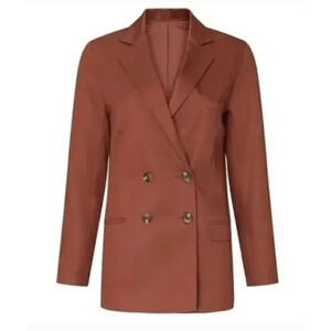 Sweet Baby Jamie Blazer Womens XS Rust Brown Double Breasted Lined Notch‎ Lapel